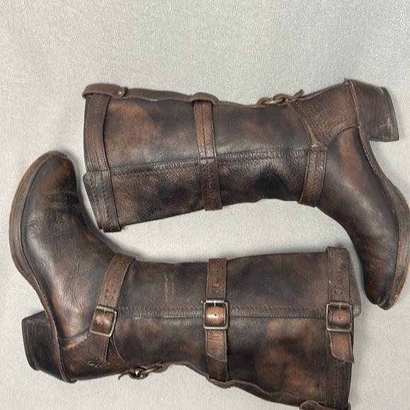 Frye Carmen 3 strap brown distressed leather boots, size 8.5 - Picture 7 of 10